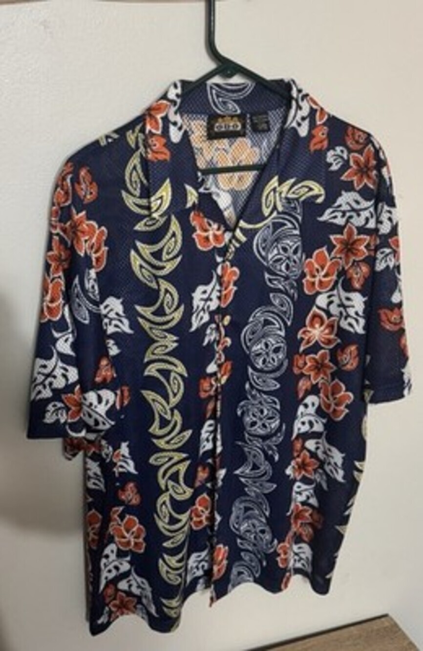 ODO Hawaiian Shirt Men XL Floral Mesh Coco Shell Button Camp Y2K Retro Different